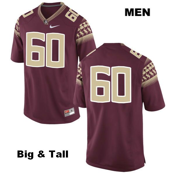 Men's NCAA Nike Florida State Seminoles #60 Andrew Boselli College Big & Tall No Name Red Stitched Authentic Football Jersey VHB2069WX